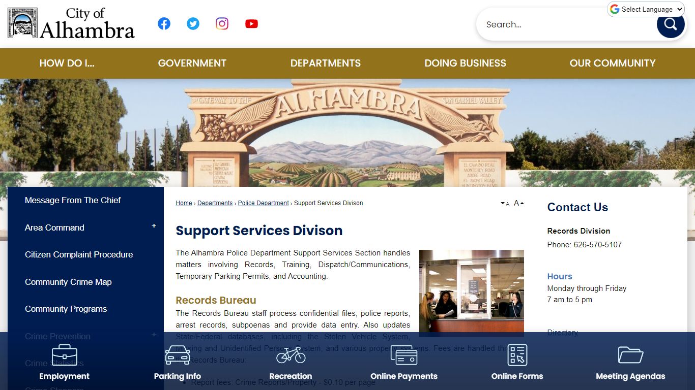 Police Administrative Services | Alhambra, CA